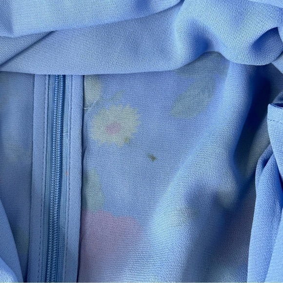 Ann Taylor Shift Dress Blue Floral Flounce Size 2 - Picture 12 of 12
